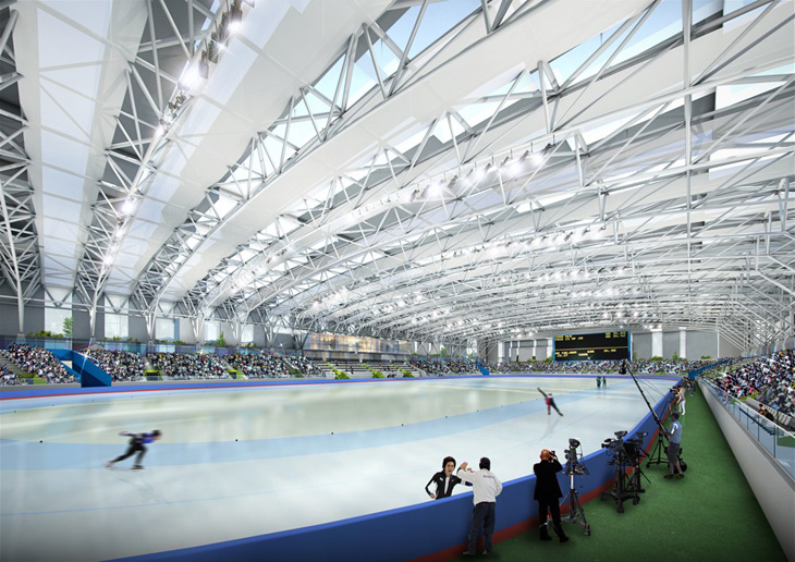 該設(shè)計(jì)是方便和功能為所有參加者是很重要的。總體規(guī)劃為區(qū)域鏈接的舞臺(tái)上與其他各種體育設(shè)施，如數(shù)字/短道速滑賽場(chǎng)，冰球賽場(chǎng)上，和一個(gè)公園。復(fù)確保履行國(guó)際速滑協(xié)會(huì)??的規(guī)格要求進(jìn)行了優(yōu)化與先進(jìn)的數(shù)字測(cè)量設(shè)備的狀態(tài)。